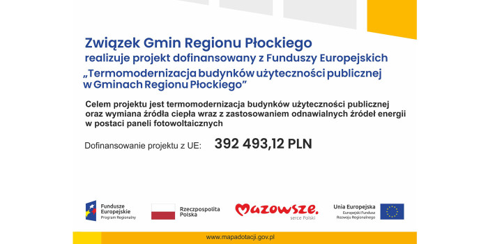 Termomodernizacja budynków użyteczności publicznej w Gminach Regionu Płockiego