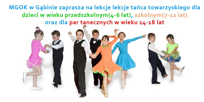 Lekcje tańca towarzyskiego dla dzieci w MGOK w Gąbinie