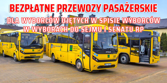 Bezpłatne przewozy pasażerskie dla wyborców ujętych w spisie wyborców w wyborach do Sejmu i Senatu RP 