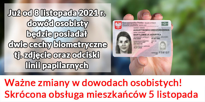 Od poniedziałku 8 listopada Polacy będą mogli składać wnioski o dowody osobiste z drugą cechą biometryczną