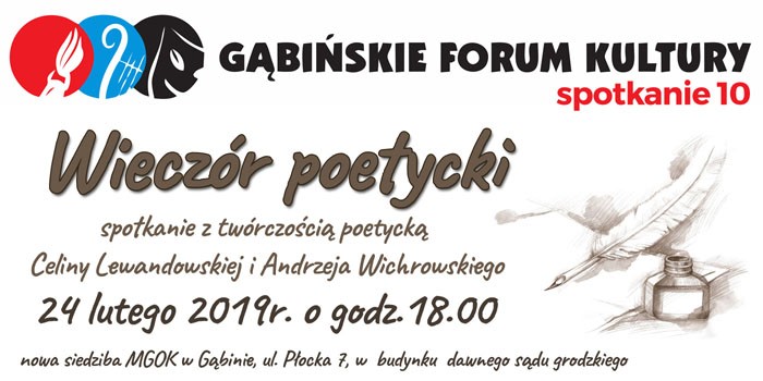 Gąbińskie Forum Kultury - spotkanie z twórczością poetycką  Celiny Lewandowskiej i Andrzeja Wichrowskiego